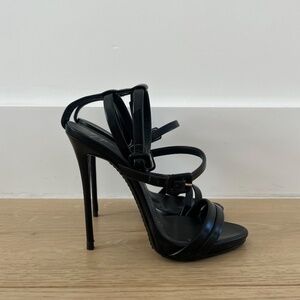 Giuseppe Zanotti Black Leather High Ankle Strap Sandal Size Size 36